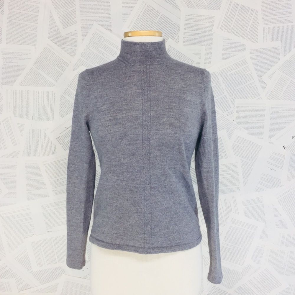 100% Merino Wool Long Sleeve Top Mock Turtleneck M